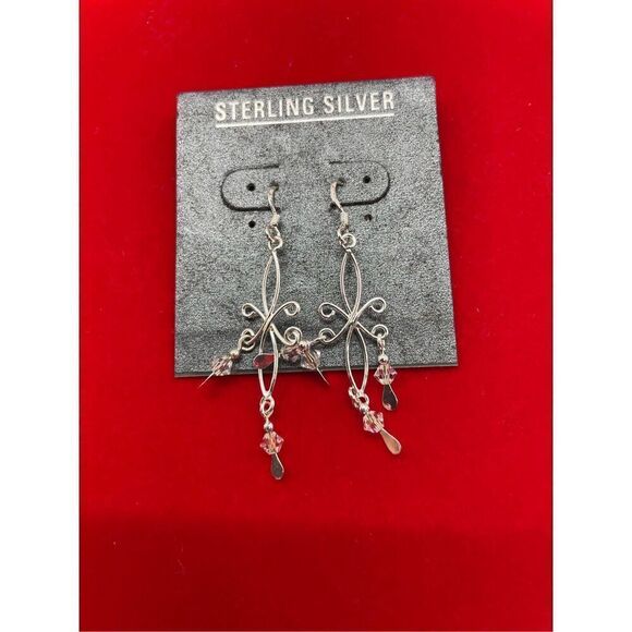 Sterling Silver Drop Earrings Chandelier Style - Picture 4 of 5